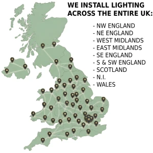 We provide factory lighting installation services across the UK through our partner network